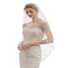 ELAWBTY Womens 1 Tier Fingertip Length Pearl Wedding Bridal Veil With Comb X12 White view 2