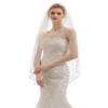 ELAWBTY Womens 1 Tier Fingertip Length Pearl Wedding Bridal Veil With Comb X12 White view 3