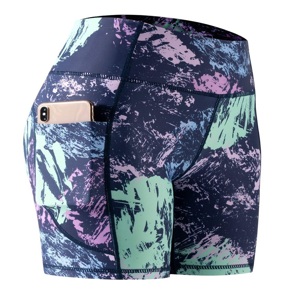 CADMUS High Waist Tummy Control Compression Shorts for Women Fitness Workout Running Shorts with Pockets, 23# Navy Pink, Pack of 1, 2XL