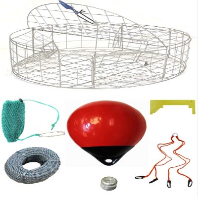 KUFA Sports 30"x12" Stainless Steel Crab Trap & Accessories Combo (CT120+CA30Q7+ZIN)