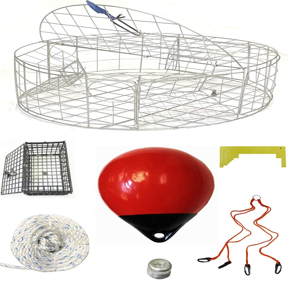 KUFA Sports 30"x12" Stainless Steel Crab Trap & Accessories Combo (CT120+CA30ME+ZIN)