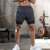 Andongnywell Men's 2 in 1 Active Short Trousers Elasticity Lightweight Quick Dry Jogger Shorts with Pockets (Gray,XX-Large) view 2