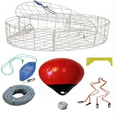 KUFA Sports 30"x12" Stainless Steel Crab Trap & Accessories Combo (CT120+CA30Q4+ZIN)