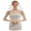 ELAWBTY Womens 1 Tier Fingertip Length Short Crystal Beaded Wedding Bridal Veil With Comb X09 White view 1