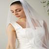 ELAWBTY Womens 1 Tier Fingertip Length Short Crystal Beaded Wedding Bridal Veil With Comb X09 White view 3