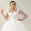 ELAWBTY Womens 1 Tier Fingertip Length Short Crystal Beaded Wedding Bridal Veil With Comb X09 White view 4