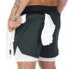 Andongnywell Men's 2 in 1 Active Short Trousers Elasticity Lightweight Quick Dry Jogger Shorts with Pockets (Black,Large) view 1