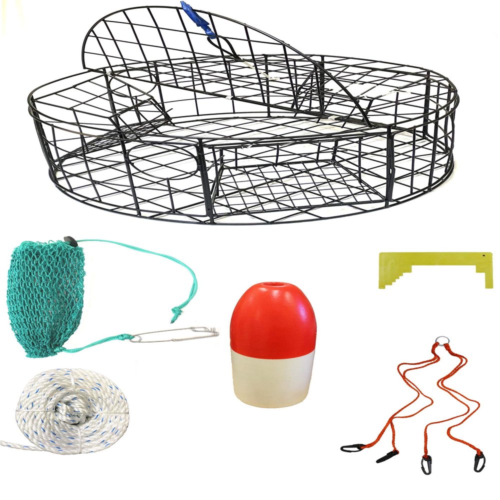 KUFA Sports 30" Vinyl Coated Steel Wire Crab Trap & Accessories Combo (CT110+CAS34)