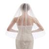 ELAWBTY Womens 1 Tier Fingertip Length Pearl Wedding Bridal Veil With Comb X06 Ivory view 1