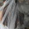 ELAWBTY Womens 1 Tier Fingertip Length Pearl Wedding Bridal Veil With Comb X06 Ivory view 2