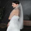ELAWBTY Womens 1 Tier Fingertip Length Pearl Wedding Bridal Veil With Comb X06 Ivory view 3