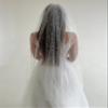 ELAWBTY Womens 1 Tier Fingertip Length Pearl Wedding Bridal Veil With Comb X06 Ivory view 4