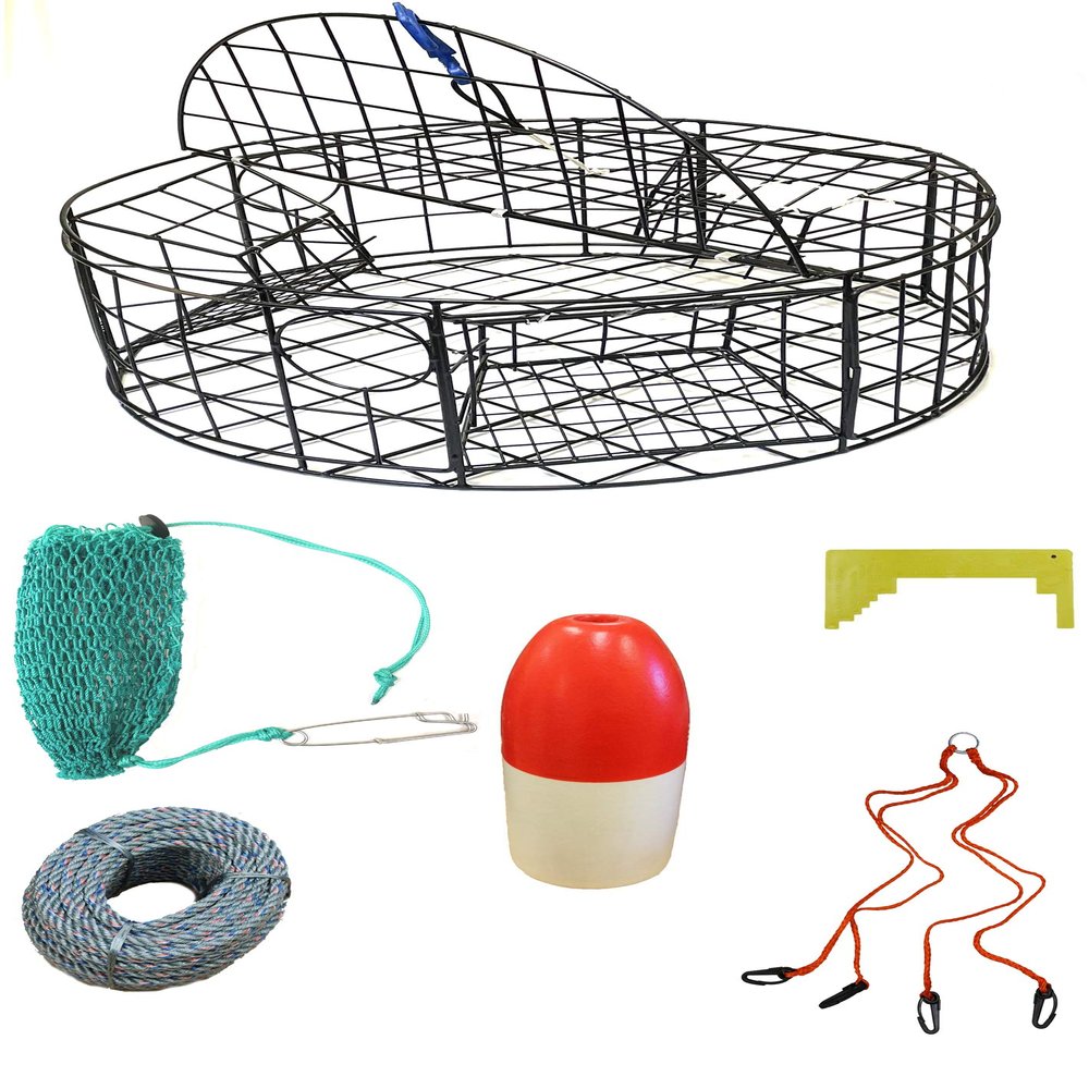 KUFA Sports 30"x12"(H) Vinyl Coated Steel Wire Crab Trap & Accessories Combo (CT110+CAQ17)
