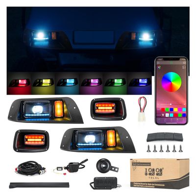 10L0L Golf Cart Headlight Kit for EZGO TXT 1996-2013 (12V-48V) - Complete Lighting Set with Tail Lights, Turn Signals and Daytime Safety Mode