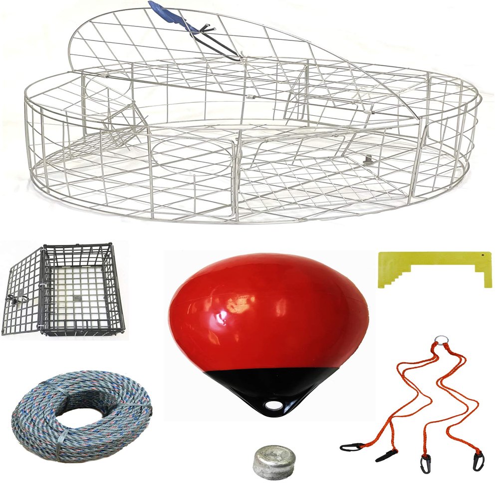 KUFA Sports 30"x12" Stainless Steel Crab Trap & Accessories Combo (CT120+CA30LE+ZIN)