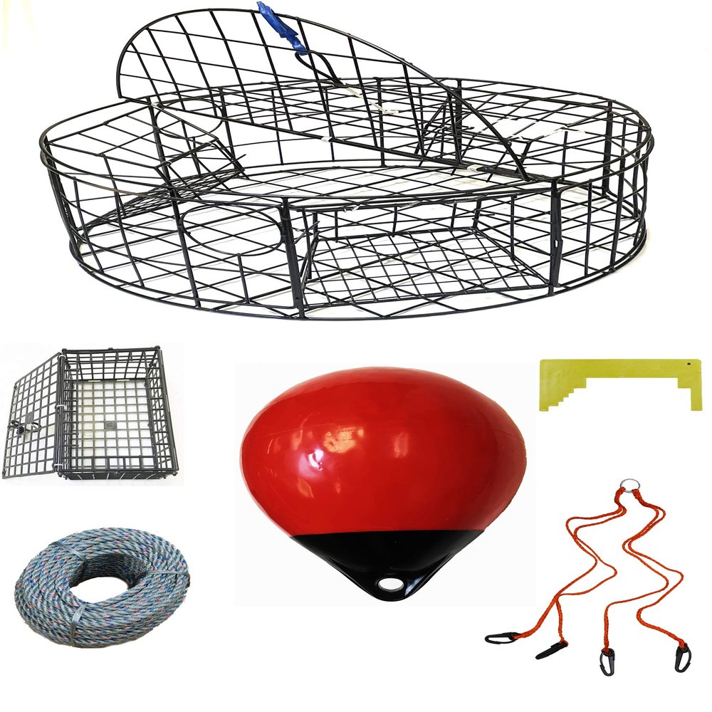 KUFA Sports 30" Vinyl Coated Steel Wire Crab Trap & Accessories Combo (CT110+CA30LE)