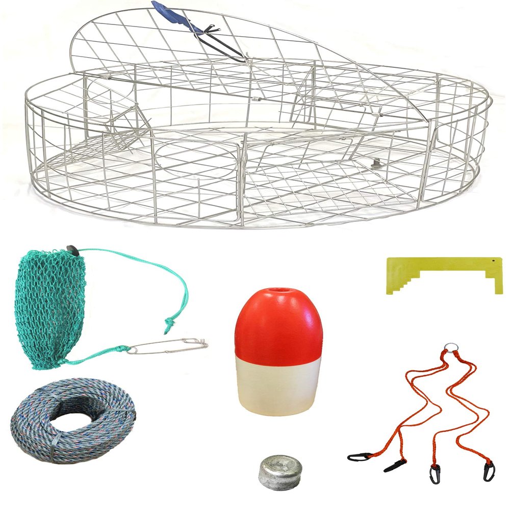 KUFA Sports 30"x12" Stainless Steel Crab Trap & Accessories Combo (CT120+CAL37+ZIN)