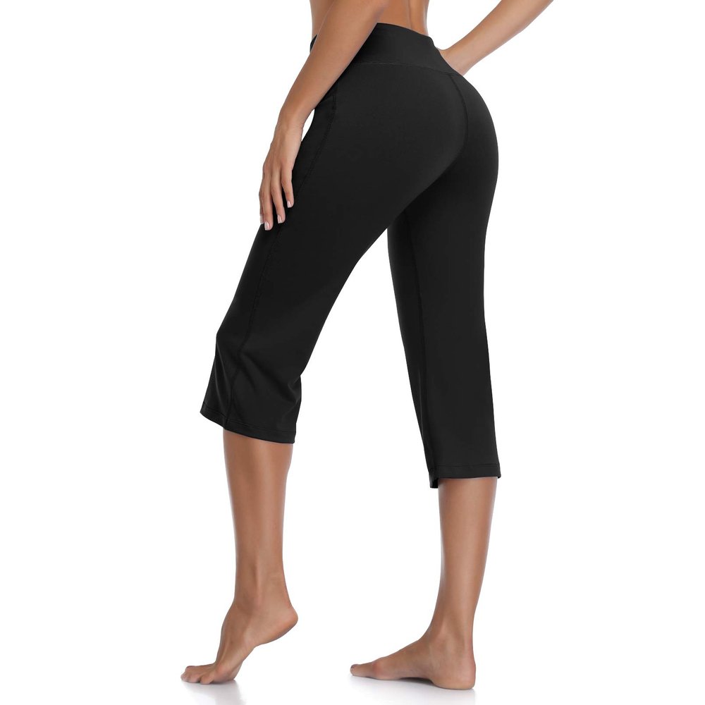 DAYOUNG Womens Bootcut Yoga Pants Capri Bootleg Flare Tummy Control Lounge Workout Running Pants Y57-Black-XL