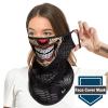 Obacle Bandana Face Mask with Ear Loops Neck Gaiter Face Mask Scarf Face Cover for Men Women (Skull White Teeth Red Nose) view 3