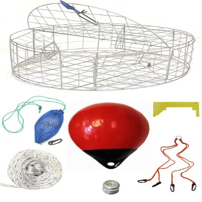 KUFA Sports 30"x12" Stainless Steel Crab Trap & Accessories Combo (CT120+CA30M4+ZIN)