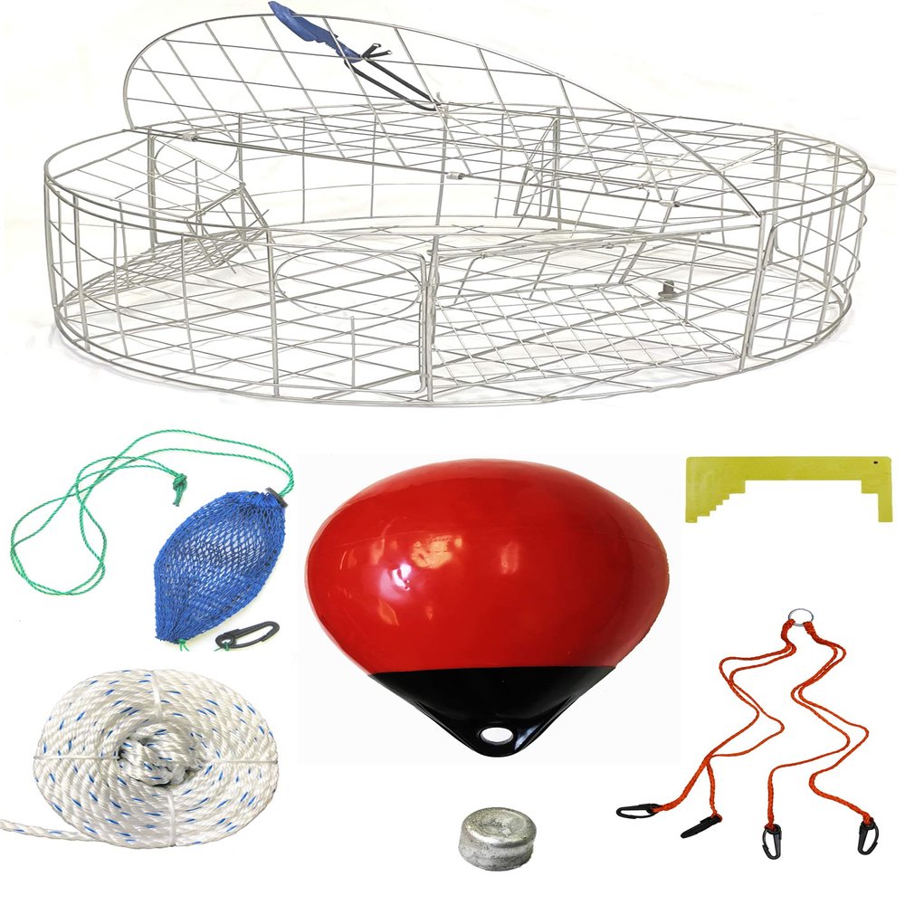 KUFA Sports 30"x12" Stainless Steel Crab Trap & Accessories Combo (CT120+CA30M4+ZIN)