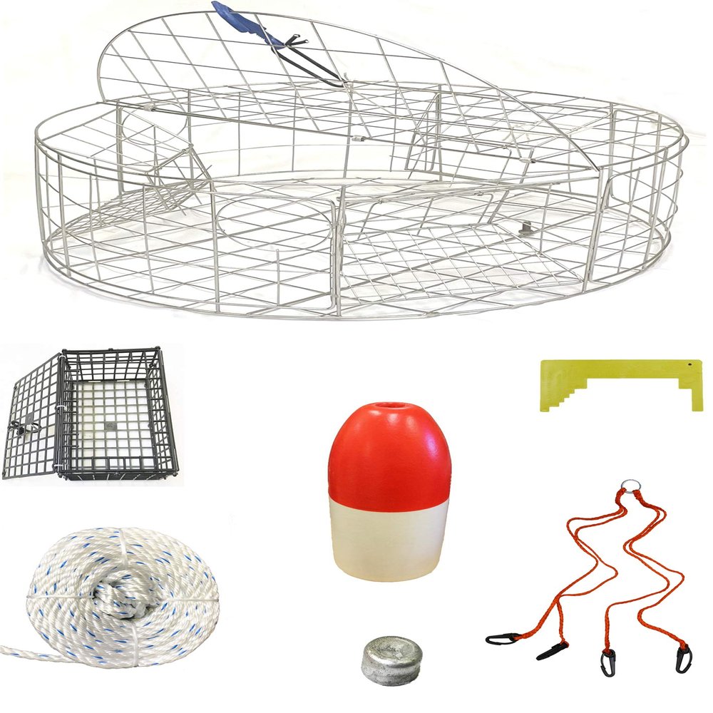 KUFA Sports 30"x12" Stainless Steel Crab Trap & Accessories Combo (CT120+CAS3E+ZIN)