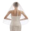 ELAWBTY Womens 1 Tier Fingertip Length Short Crystal Beaded Wedding Bridal Veil With Comb X17 White view 2