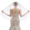 ELAWBTY Womens 1 Tier Fingertip Length Short Crystal Beaded Wedding Bridal Veil With Comb X17 White view 3