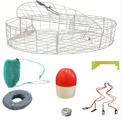 KUFA Sports 30"x12" Stainless Steel Crab Trap & Accessories Combo (CT120+CAQ17+ZIN)