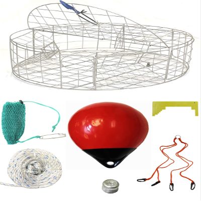KUFA Sports 30"x12" Stainless Steel Crab Trap & Accessories Combo (CT120+CA30S7+ZIN)