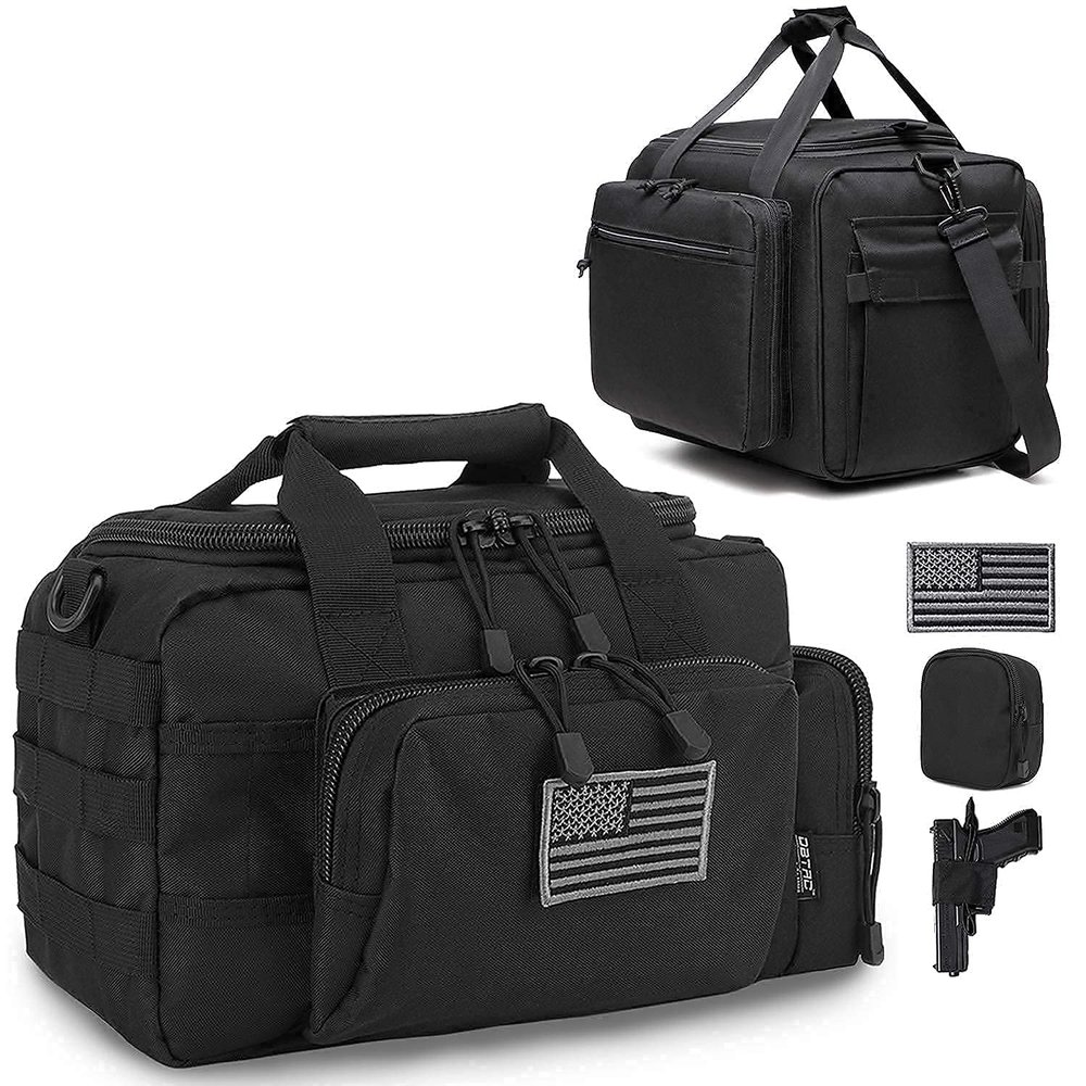 DBTAC Range Bag Small for 2X Pistol (Black) + Range Bag Large for 4+ Pistol (Black), Lockable Zipper, Durable Material, Compact Design