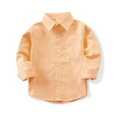 OCHENTA Toddler Boys' Oxford Dress Shirts Button Down Long Sleeve Casual Uniform Shirt Orange Tag 110CM - 3T