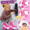 Quad Roller Skates for Kids Girls with Adjustable Size (Age 3-9), Double Brakes, Luminous Wheels, 3-Point Balance, Include Knee Pads Elbow Pads Wrist Guards view 4