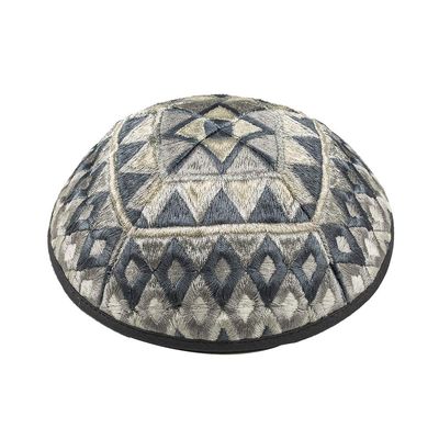 EMANUEL Yair Kippah for Men and Women Embroidered Silk Yarmulke Square Textured (Silver YME-17S)