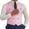 Zeattall Vest for Men Peak Lapel Slim Fit Suit Vest Double Breasted Pink Suit Waistcoat(M,Pink) view 1