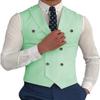 Zeattall Vest for Men Peak Lapel Slim Fit Suit Vest Double Breasted Pink Suit Waistcoat(M,Pink) view 2