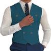 Zeattall Vest for Men Peak Lapel Slim Fit Suit Vest Double Breasted Teal Suit Waistcoat(L,Teal) view 1