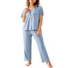 Avidlove Women Pajamas Set Notch Collar Soft Sleepwear Pjs Short Sleeve Button Down Nightwear with Long Pants view 1