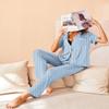 Avidlove Women Pajamas Set Notch Collar Soft Sleepwear Pjs Short Sleeve Button Down Nightwear with Long Pants view 3