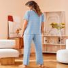 Avidlove Women Pajamas Set Notch Collar Soft Sleepwear Pjs Short Sleeve Button Down Nightwear with Long Pants view 4