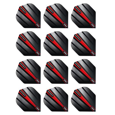 RED DRAGON Hardcore Radical Red Flash Dart Flights - 4 Sets Per Pack (12 Dart Flights in Total)