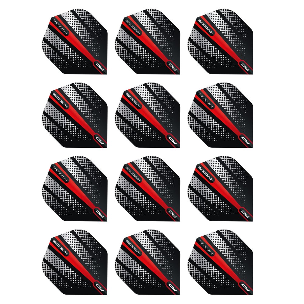 RED DRAGON Hardcore Radical Red Flash Dart Flights - 4 Sets Per Pack (12 Dart Flights in Total)