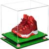 Better Display Cases Acrylic Extra Large Shoe Display Case for Basketball Shoe, Hightop, Soccer & Football Cleats with Clear Case, Pink Risers and Turf Base 18 x 14 x 12 (A014/V60) view 1