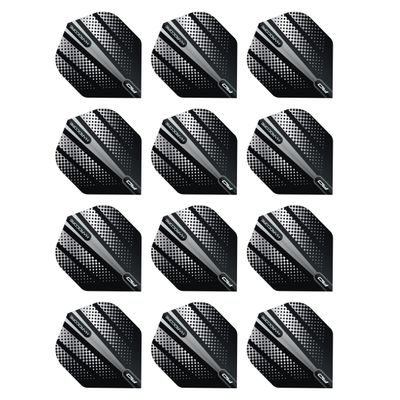 RED DRAGON Hardcore Radical Black Flash Dart Flights - 4 Sets Per Pack (12 Dart Flights in Total)