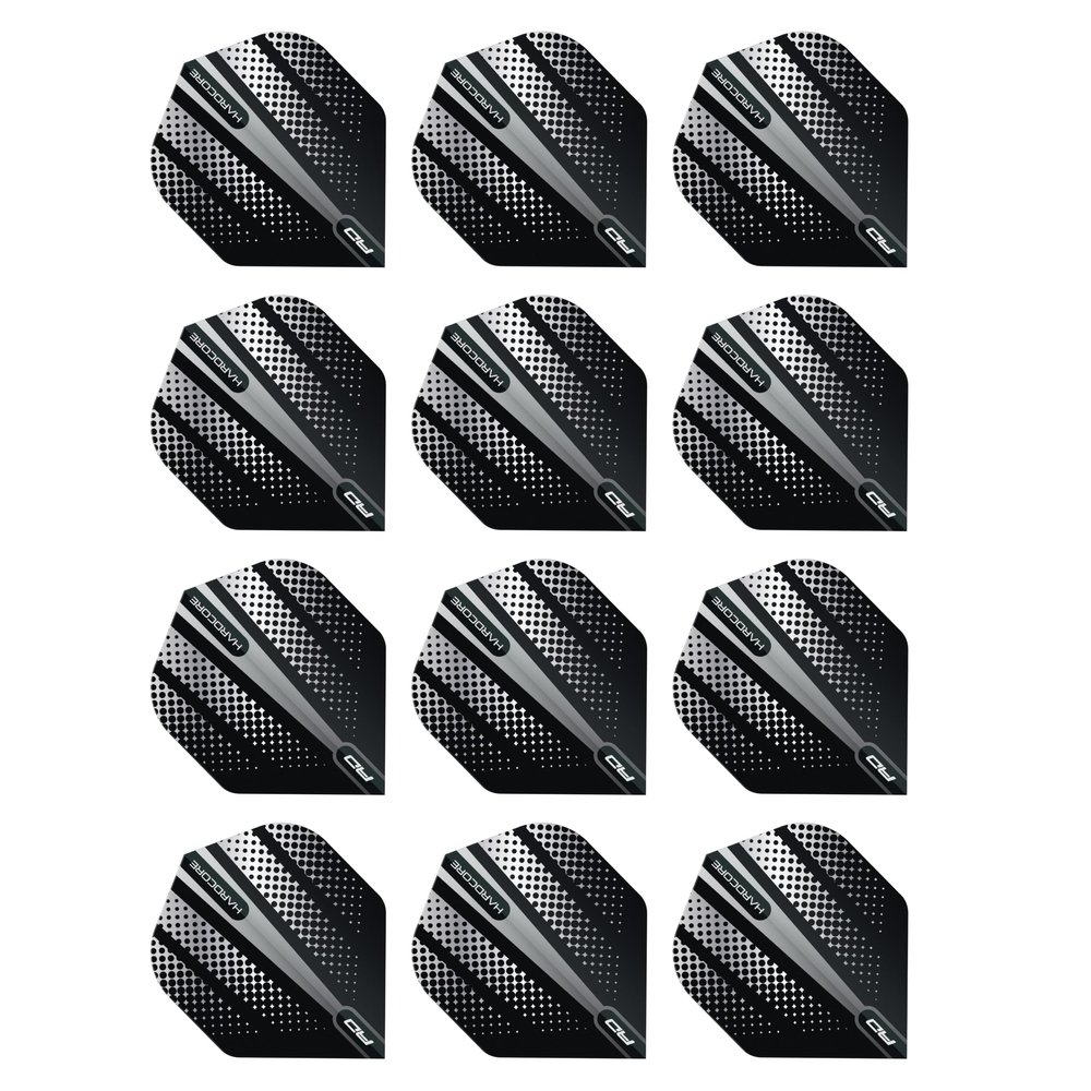 RED DRAGON Hardcore Radical Black Flash Dart Flights - 4 Sets Per Pack (12 Dart Flights in Total)