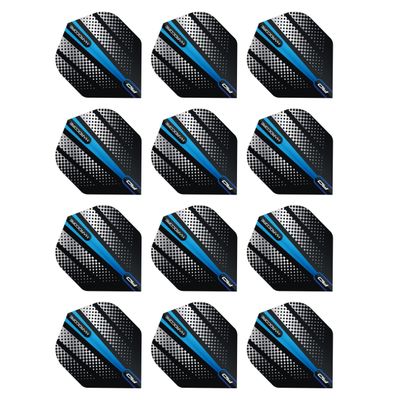 RED DRAGON Hardcore Radical Blue Flash Dart Flights - 4 Sets Per Pack (12 Dart Flights in Total)