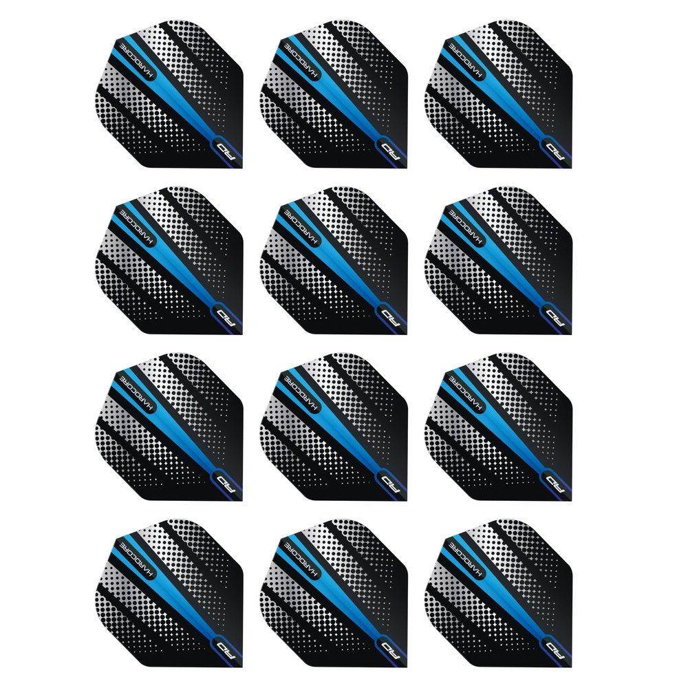 RED DRAGON Hardcore Radical Blue Flash Dart Flights - 4 Sets Per Pack (12 Dart Flights in Total)