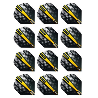 RED DRAGON Hardcore Radical Yellow Flash Dart Flights - 4 Sets Per Pack (12 Dart Flights in Total)
