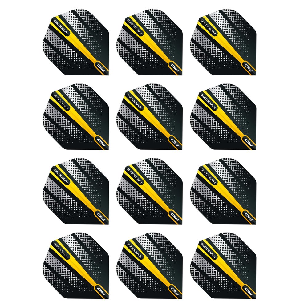 RED DRAGON Hardcore Radical Yellow Flash Dart Flights - 4 Sets Per Pack (12 Dart Flights in Total)