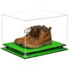 Better Display Cases Acrylic Extra Large Shoe Display Case for Basketball Shoe, Hightop, Soccer & Football Cleats with Clear Case, Silver Risers and Turf Base -18 x 14 x 12 (A014/V60) view 2